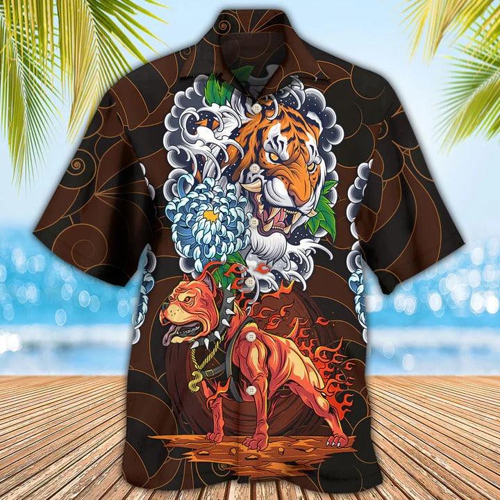 Pitbull Aloha Hawaii Shirt - I Like Dogs And Tigers Hawaiian Shirt For Summer - Perfect Gift For Dog Lovers, Friend, Family - Image 2