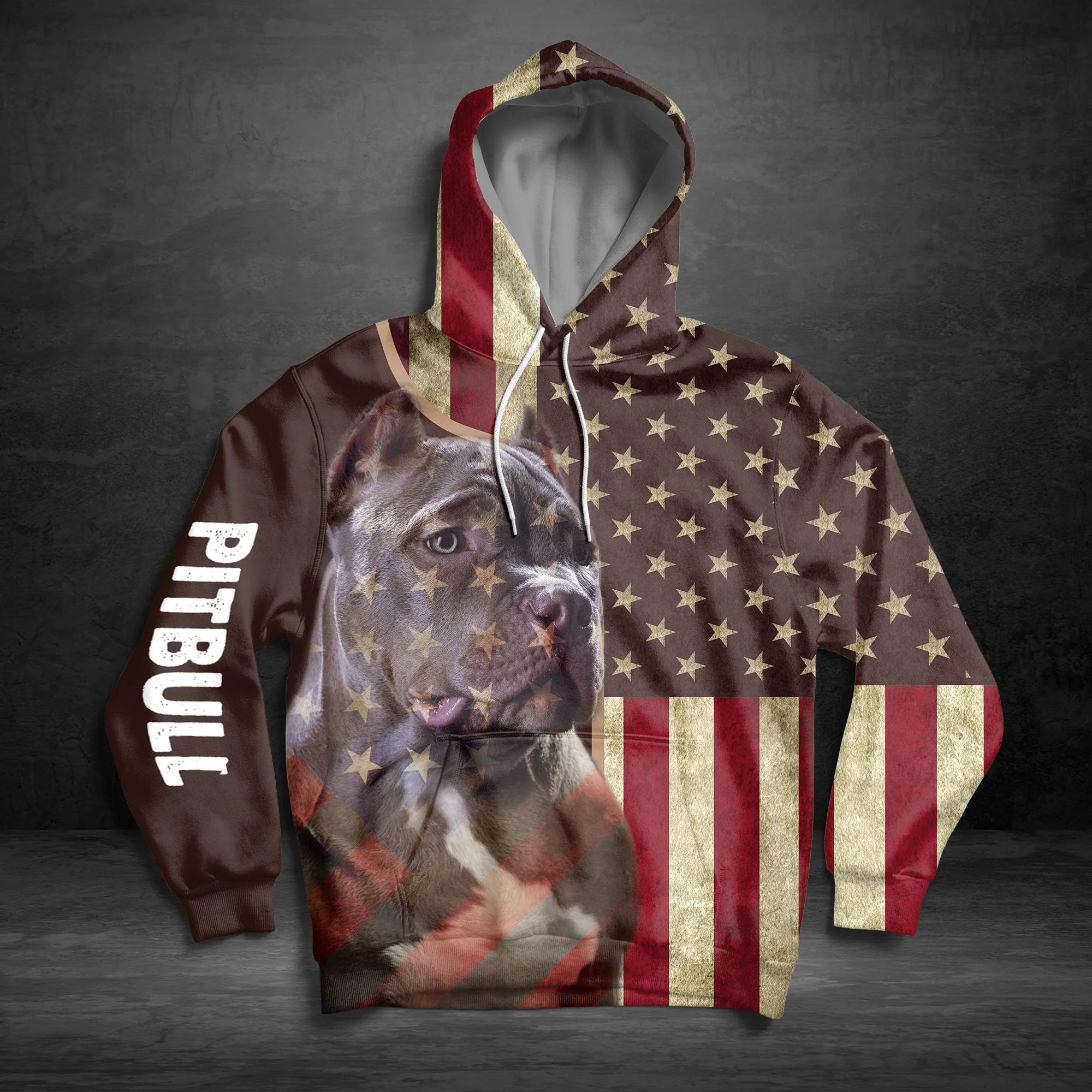Pitbull American Flag Pattern Pullover Premium Hoodie, Perfect Outfit For Men And Women On Christmas New Year Autumn Winter - Image 3