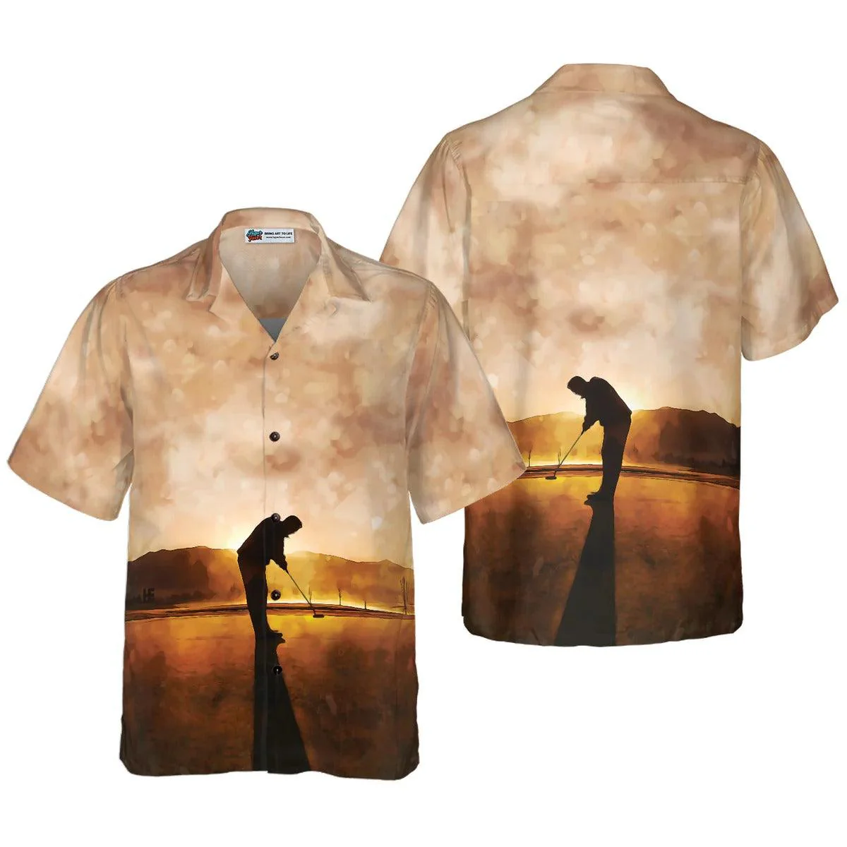 Golf Hawaiian Shirt, Playing Golf At Sunset Hawaiian Shirt, Colorful Aloha Shirt - Gift For Men, Women, Golf Lover, Friend, Family