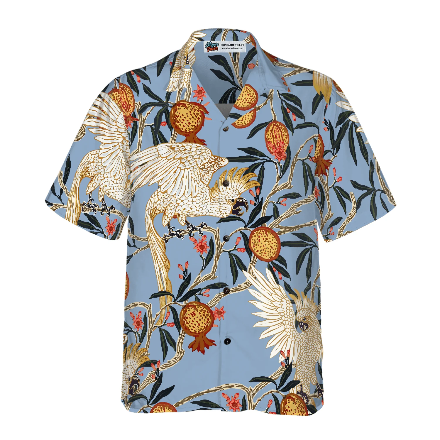 Pomegranates And Cockatoos Hawaiian Shirt, Colorful Summer Aloha Shirts For Men Women, Perfect Gift For Husband, Wife, Boyfriend, Friend - Image 2
