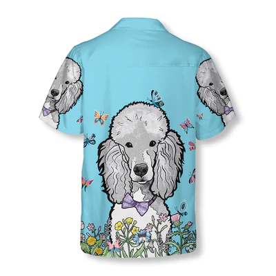 Poodle Hawaiian Shirt, Lady Poodle, Colorful Butterflies Aloha Shirt For Men - Perfect Gift For Poodle Lovers, Husband, Boyfriend, Friend, Family - Image 3