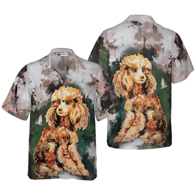 Poodle Hawaiian Shirt, Poodle Painting Aloha Shirt For Men - Perfect Gift For Poodle Lovers, Husband, Boyfriend, Friend, Family