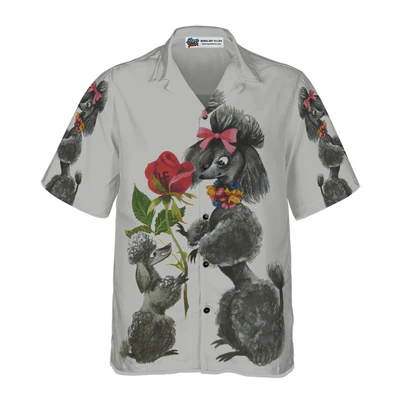 Poodle Hawaiian Shirt, Sweet Poodles, Red Rose Aloha Shirt For Men - Perfect Gift For Poodle Lovers, Husband, Boyfriend, Friend, Family - Image 2