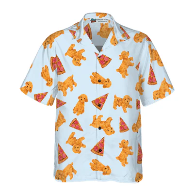 Poodles Hawaiian Shirt, Pizza And Cute Poodles Aloha Shirt For Men - Perfect Gift For Poodle Lovers, Husband, Boyfriend, Friend, Family - Image 2