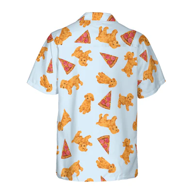 Poodles Hawaiian Shirt, Pizza And Cute Poodles Aloha Shirt For Men - Perfect Gift For Poodle Lovers, Husband, Boyfriend, Friend, Family - Image 3