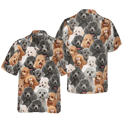 Poodles Hawaiian Shirt, Poodles In Different Colors Aloha Shirt For Men - Perfect Gift For Poodle Lovers, Husband, Boyfriend, Friend, Family