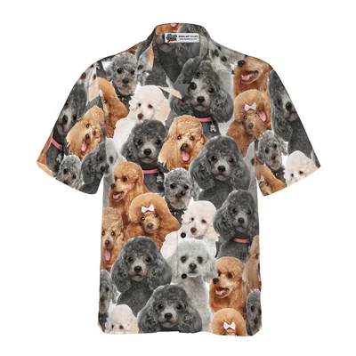 Poodles Hawaiian Shirt, Poodles In Different Colors Aloha Shirt For Men - Perfect Gift For Poodle Lovers, Husband, Boyfriend, Friend, Family - Image 2