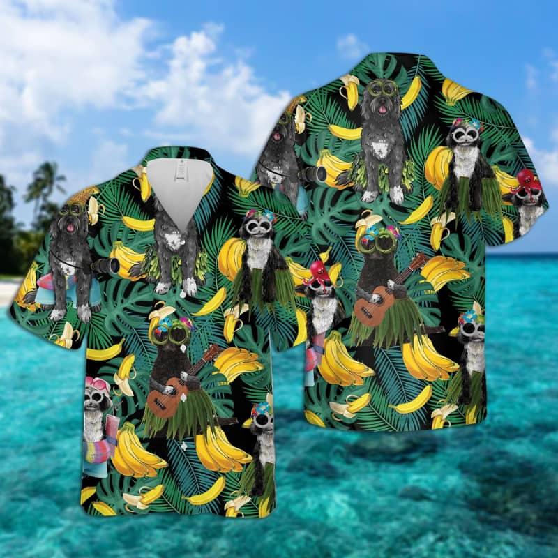 Portuguese Water Dog Hawaiian Shirt, Tropical Summer Leaves Hawaiian Shirt For Men - Perfect Gift For Portuguese Water Dog Lovers, Friend, Family