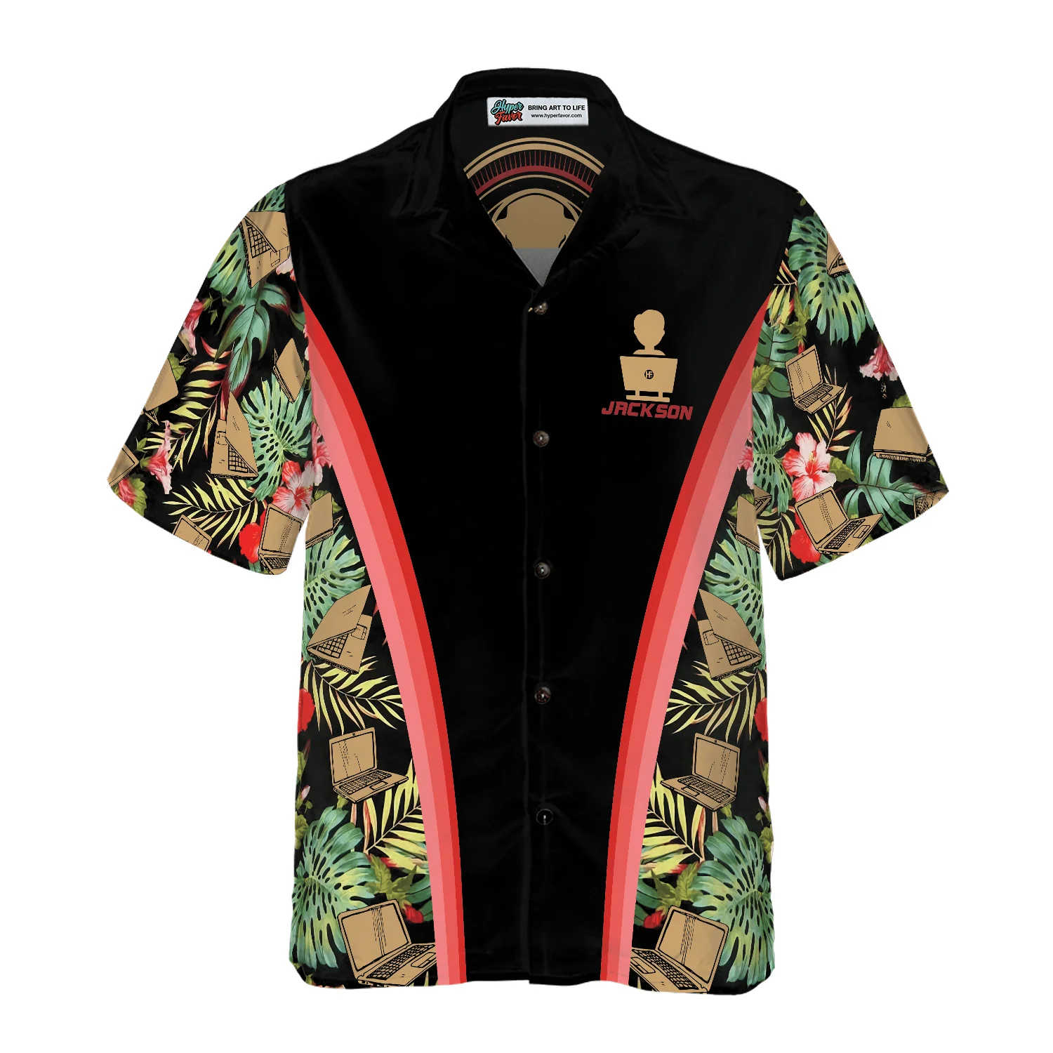 Programmer Custom Name Hawaiian Shirt, Personalized Programmer Tropical Floral Aloha Shirt For Men - Perfect Gift For Programmer, Friend, Family - Image 4