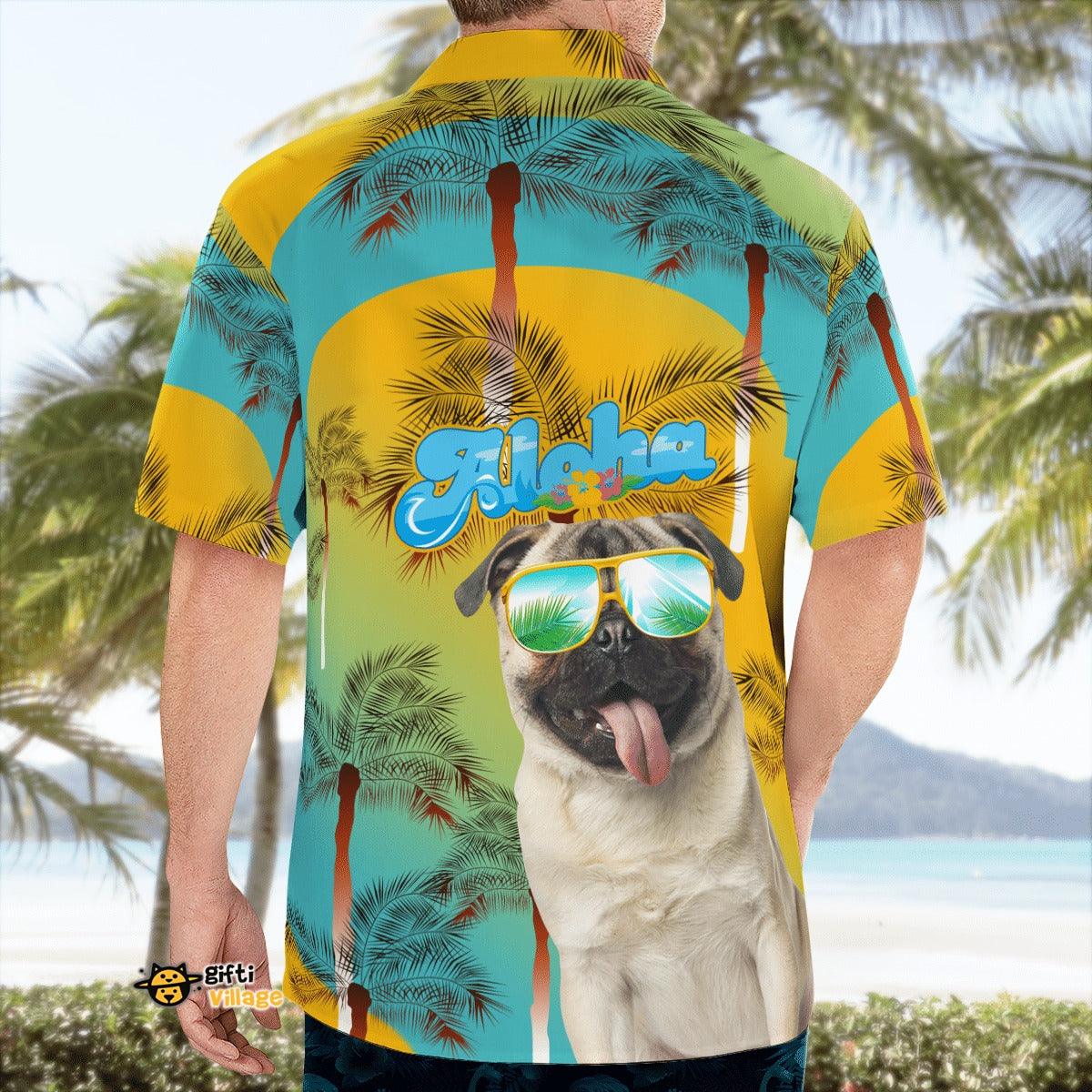Pug Aloha Hawaiian Shirt - Dog Summer Beach Tropical Leaves Hawaiian Shirt For Summer - Perfect Gift For Dog Lovers Friend, Family - Image 3