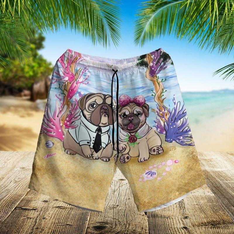 Pug Aloha Hawaiian Shirt - Pug Dog Valentine Couple Hawaiian Shirt, Pug Couple Love Hawaiian Shirt For Men & Women, Pug Lover - Image 3