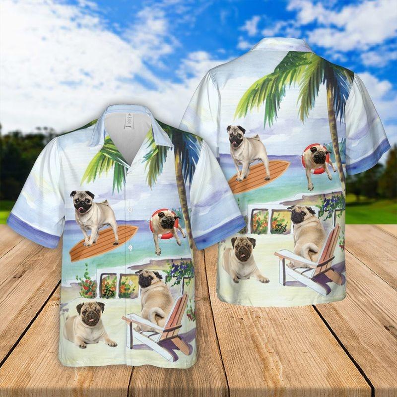 Pug Aloha Hawaiian Shirt - Pug Summer Beach Hawaiian Shirt, Pug Summer Vacation Hawaiian Shirt For Men & Women, Pug Lover