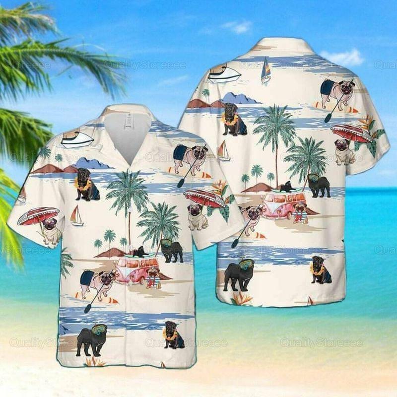 Pug Dog Aloha Hawaiian Shirt - Pug Dog Beach Life Hawaiian Shirt, Pug Dog Summer Beach Hawaiian Shirt For Men & Women, Pug Lover