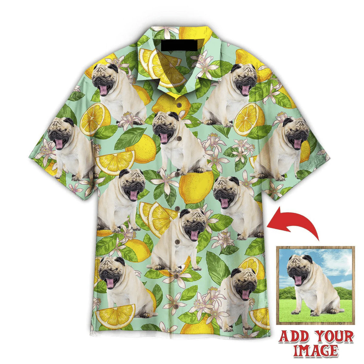 Pug Hawaiian Shirt Custom Photo - Funny Dog Lemon Tropical Personalized Hawaiian Shirts - Perfect Gift For Dog Lovers, Family, Friends - Image 2