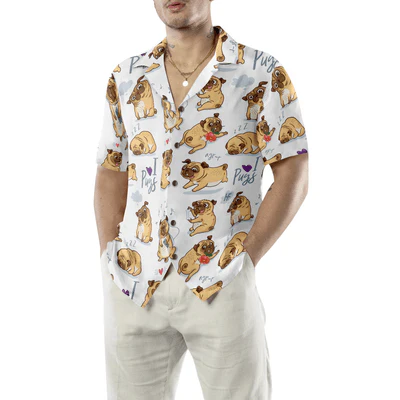 Pug Hawaiian Shirt, Cute Funny Pug Aloha Shirt For Men - Perfect Gift For Pug Lovers, Husband, Boyfriend, Friend, Family - Image 4