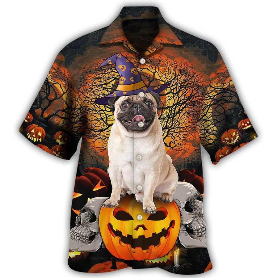 Pug Hawaiian Shirt, Halloween Pug My Lovely Dog Aloha Hawaiian Shirt For Summer, Dog Hawaiian Shirts For Men Women, Dog Lovers, Family - Image 3