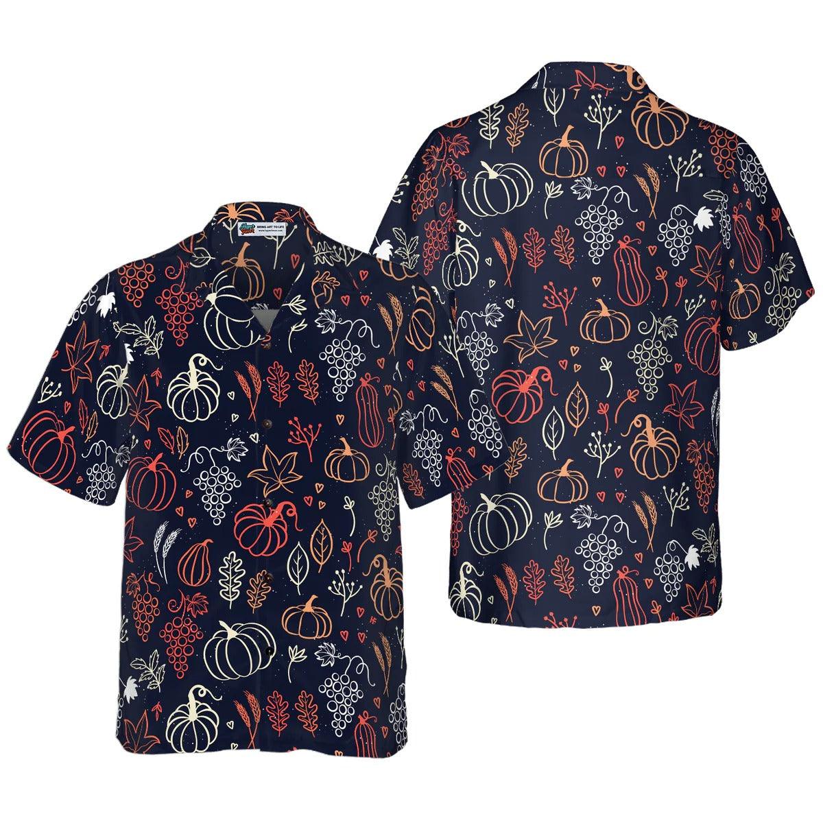Pumpkin Hawaiian Shirt, Elegant Thanksgiving Hawaiian Shirt - Perfect Gift For Lover, Friend, Family - Image 3