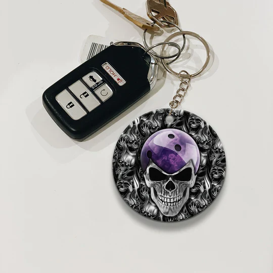 Purple Skull Bowling Ball Acrylic Keychain For Bowling Players - Christmas Gift For Bowling Lovers, Bowling Team, Family, Friends - Image 4