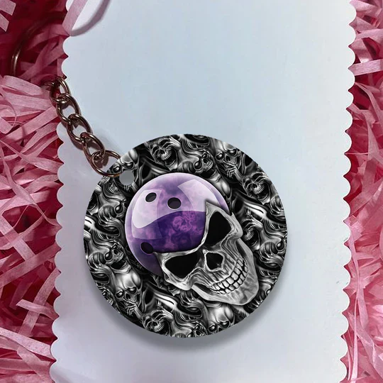 Purple Skull Bowling Ball Acrylic Keychain For Bowling Players - Christmas Gift For Bowling Lovers, Bowling Team, Family, Friends - Image 7