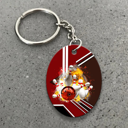 Red Bowling Ball On Fire Crashing Pins Acrylic Keychain For Bowling Players - Christmas Gift For Bowling Lovers, Bowling Team, Family, Friends - Image 8