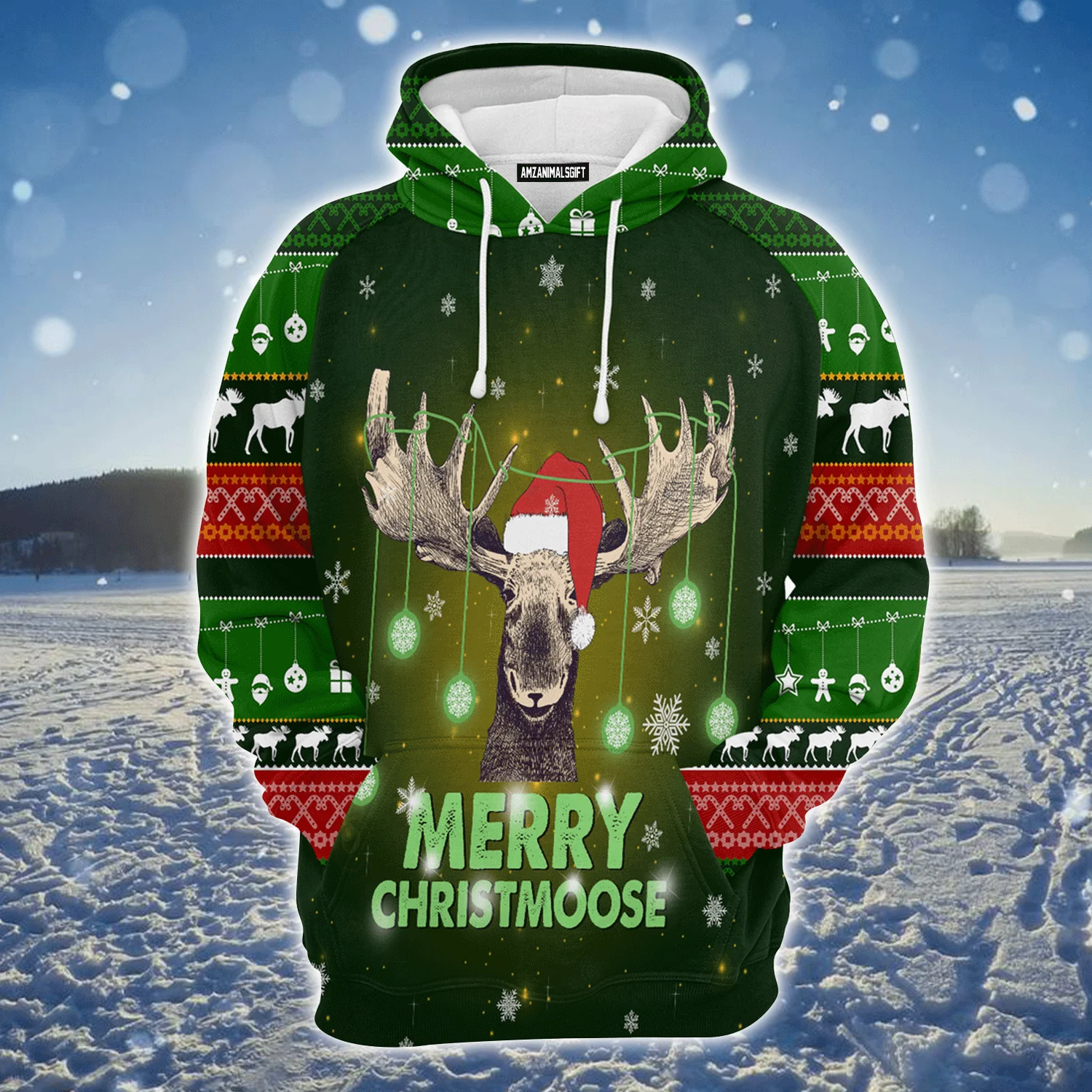Reindeer Premium Christmas Hoodie, Merry ChristMoose Christmas Unisex Hoodie For Men & Women - Perfect Gift For Christmas, Reindeer Lovers