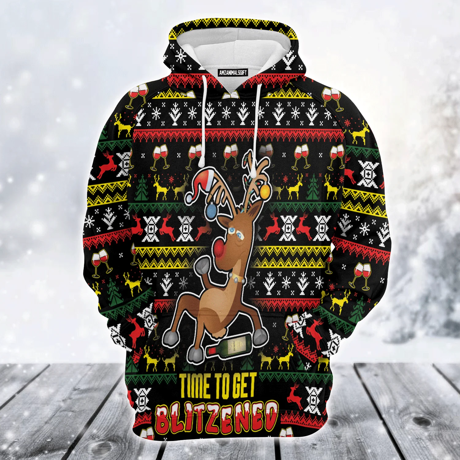 Reindeer Premium Christmas Hoodie, Time To Get Blitzened Unisex Hoodie For Men & Women - Perfect Gift For Christmas, Friends, Family - Image 2