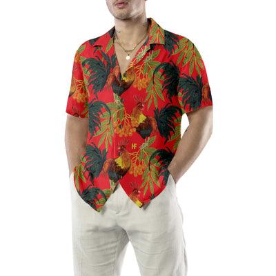 Rooster Hawaiian Shirt, Fiery Red Rooster Aloha Shirt For Men - Perfect Gift For Men, Husband, Boyfriend, Friend, Family - Image 4