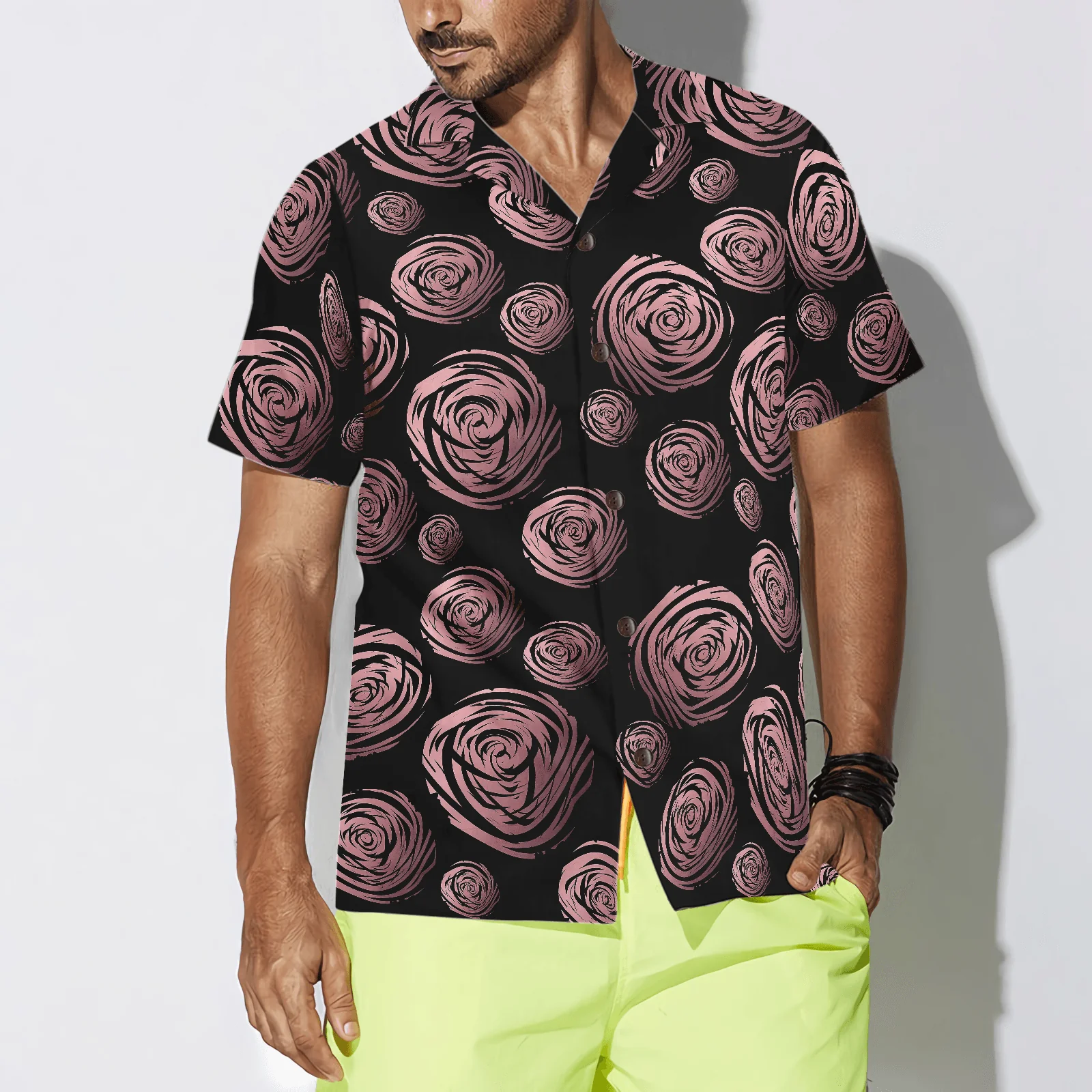 Rose Gold In Black Aloha Hawaiian Shirt For Summer, Colorful Shirt For Men Women, Perfect Gift For Friend, Team, Family - Image 3