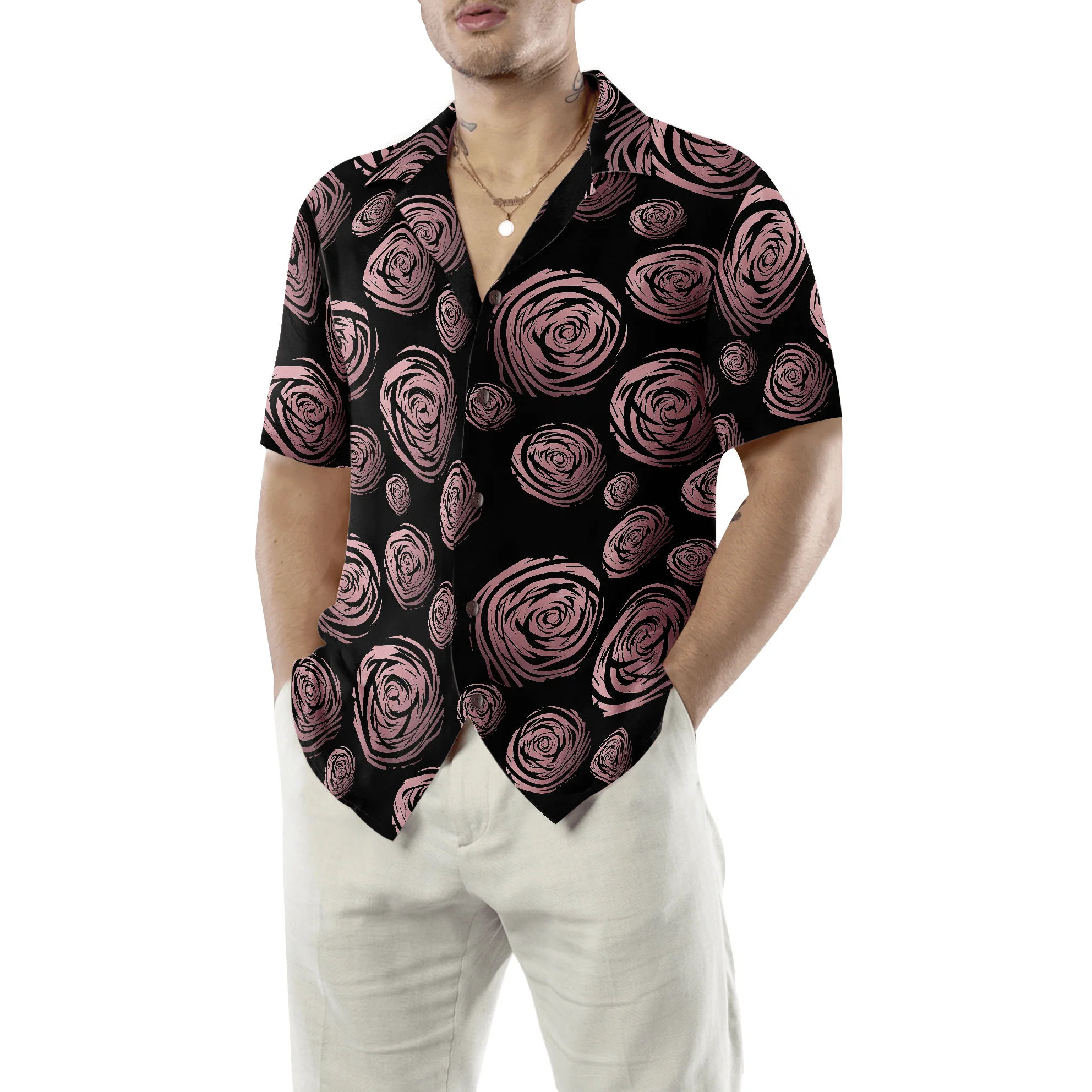 Rose Gold In Black Aloha Hawaiian Shirt For Summer, Colorful Shirt For Men Women, Perfect Gift For Friend, Team, Family - Image 5