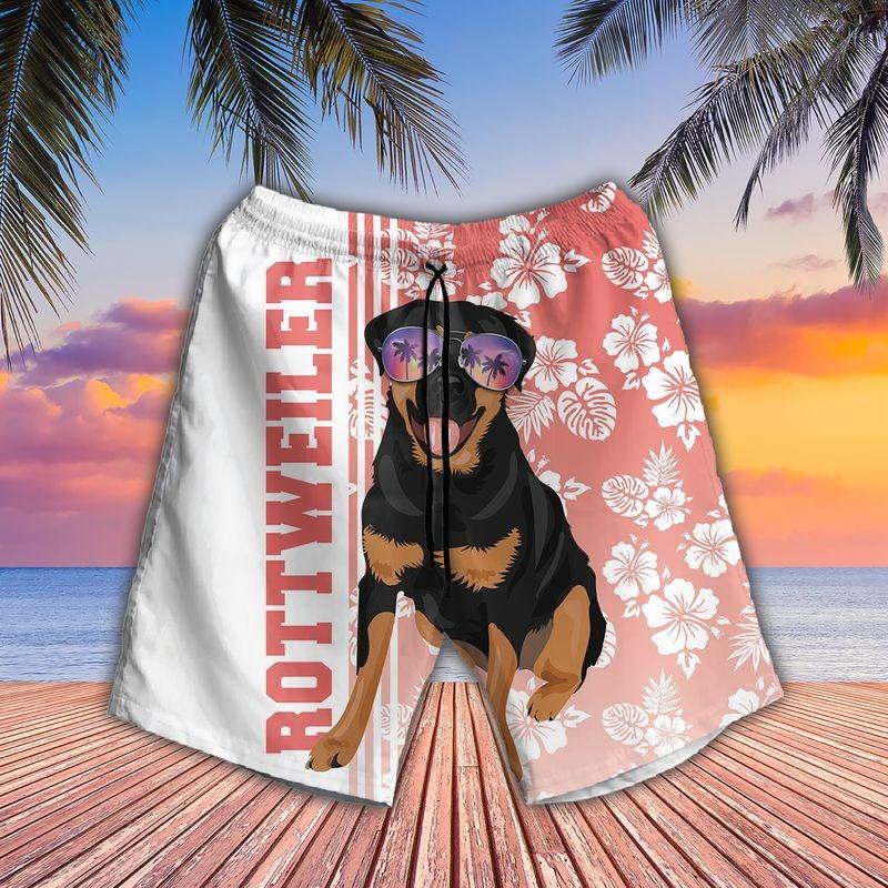 Rottweiler Aloha Hawaiian Shirt - Tropical Leaves Hawaiian Shirt, Rottweiler Sunglass Hawaiian Shirt For Men & Women, Rottweiler Lover