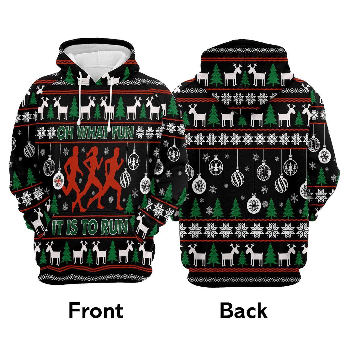 Running Premium Christmas Hoodie, Running Oh What Fun It Is Run Christmas Unisex Hoodie For Men & Women - Perfect Gift For Christmas, Friends, Family - Image 3