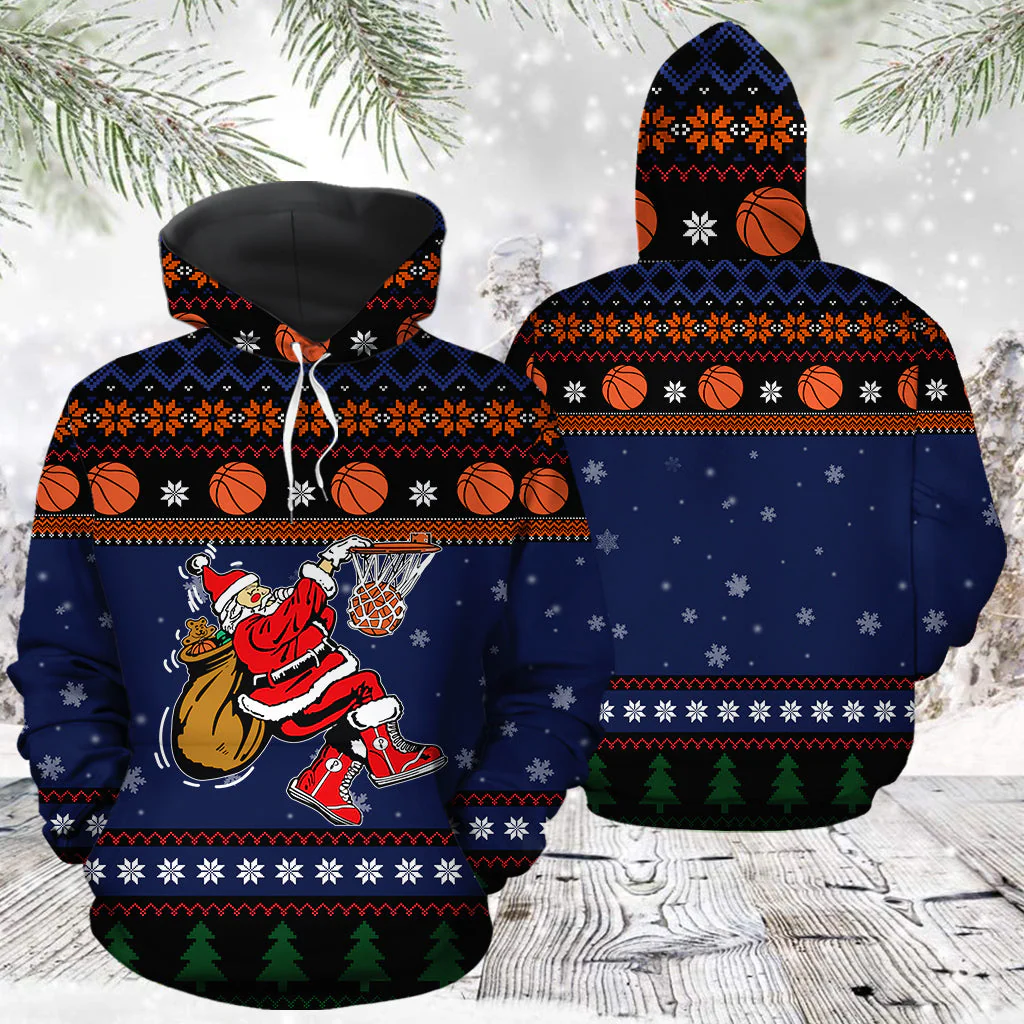 Santa Basketball Pullover Premium Hoodie, Perfect Outfit For Men And Women On Christmas New Year Autumn Winter