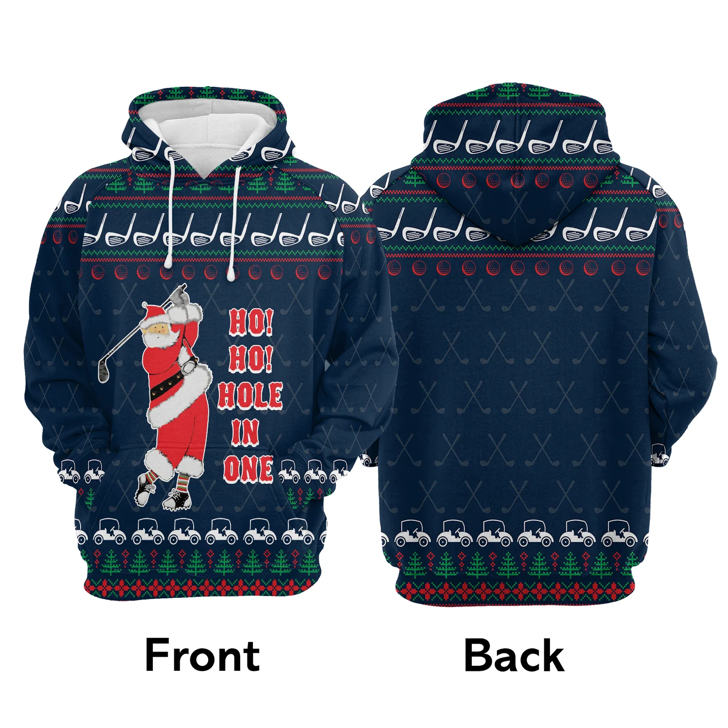 Santa Claus Playing Golf Pullover Premium Purple Hoodie Hohoho Hole In One, Perfect Outfit For Men And Women On Christmas New Year Autumn Winter - Image 2