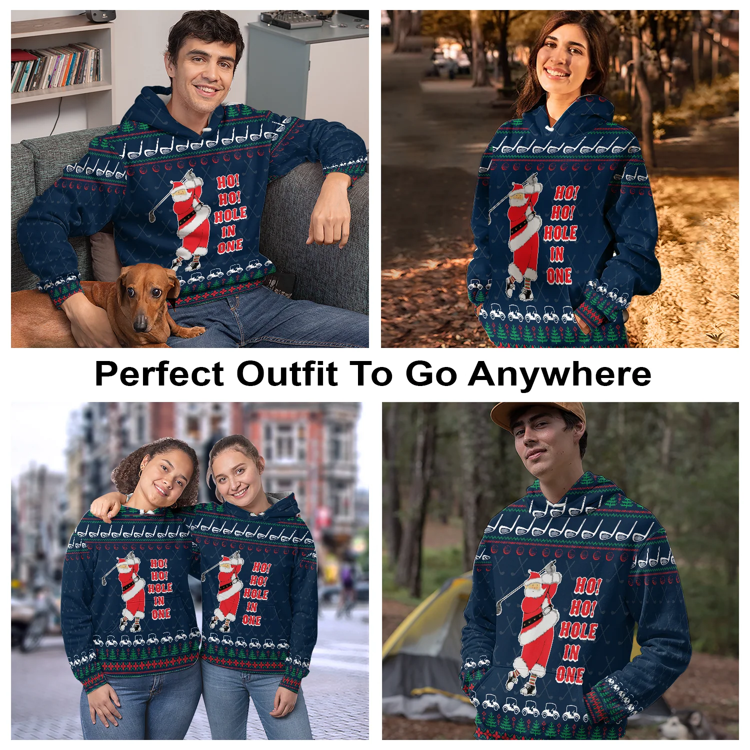 Santa Claus Playing Golf Pullover Premium Purple Hoodie Hohoho Hole In One, Perfect Outfit For Men And Women On Christmas New Year Autumn Winter - Image 3