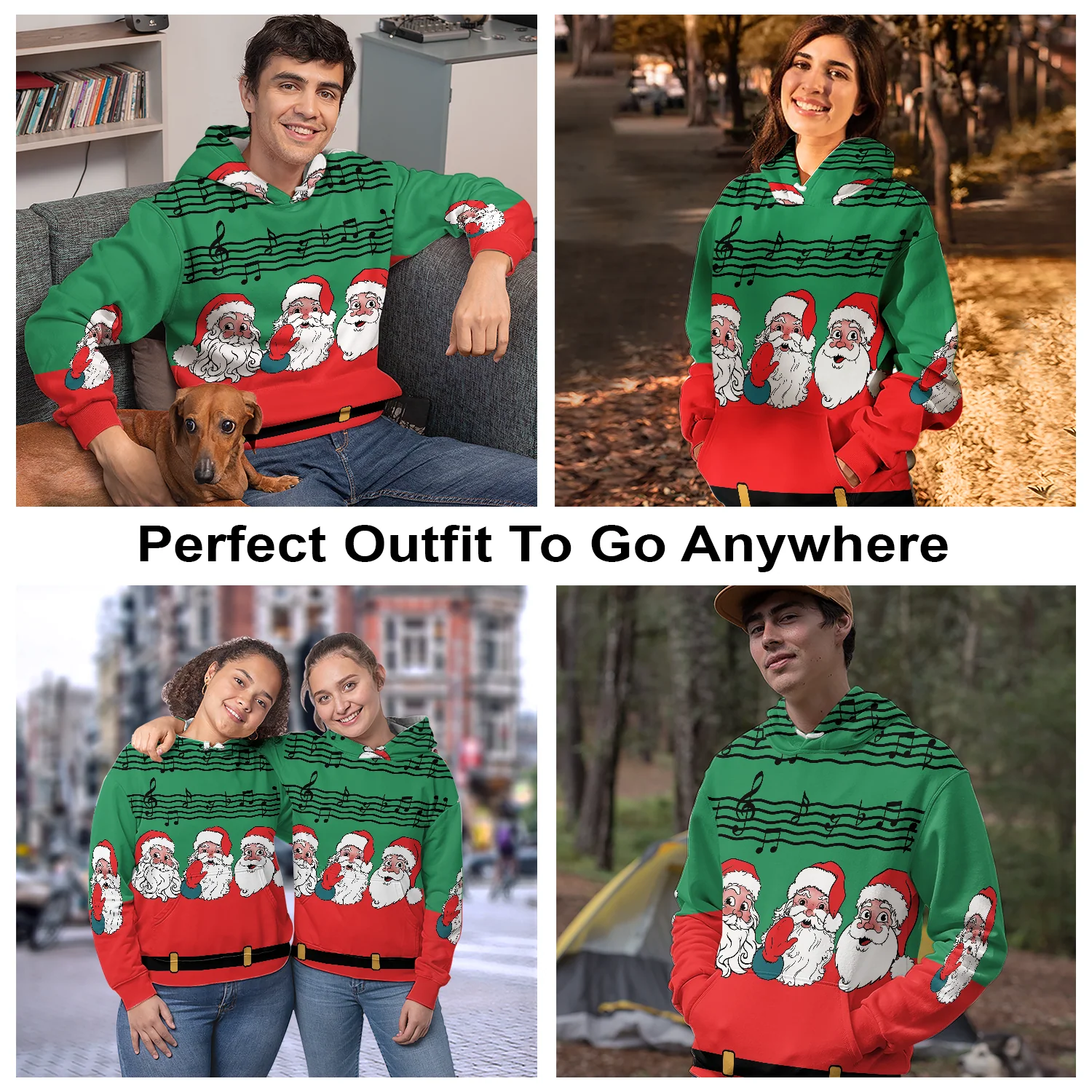 Santa Claus Singing Pullover Premium Hoodie, Perfect Outfit For Men And Women On Christmas New Year Autumn Winter - Image 3