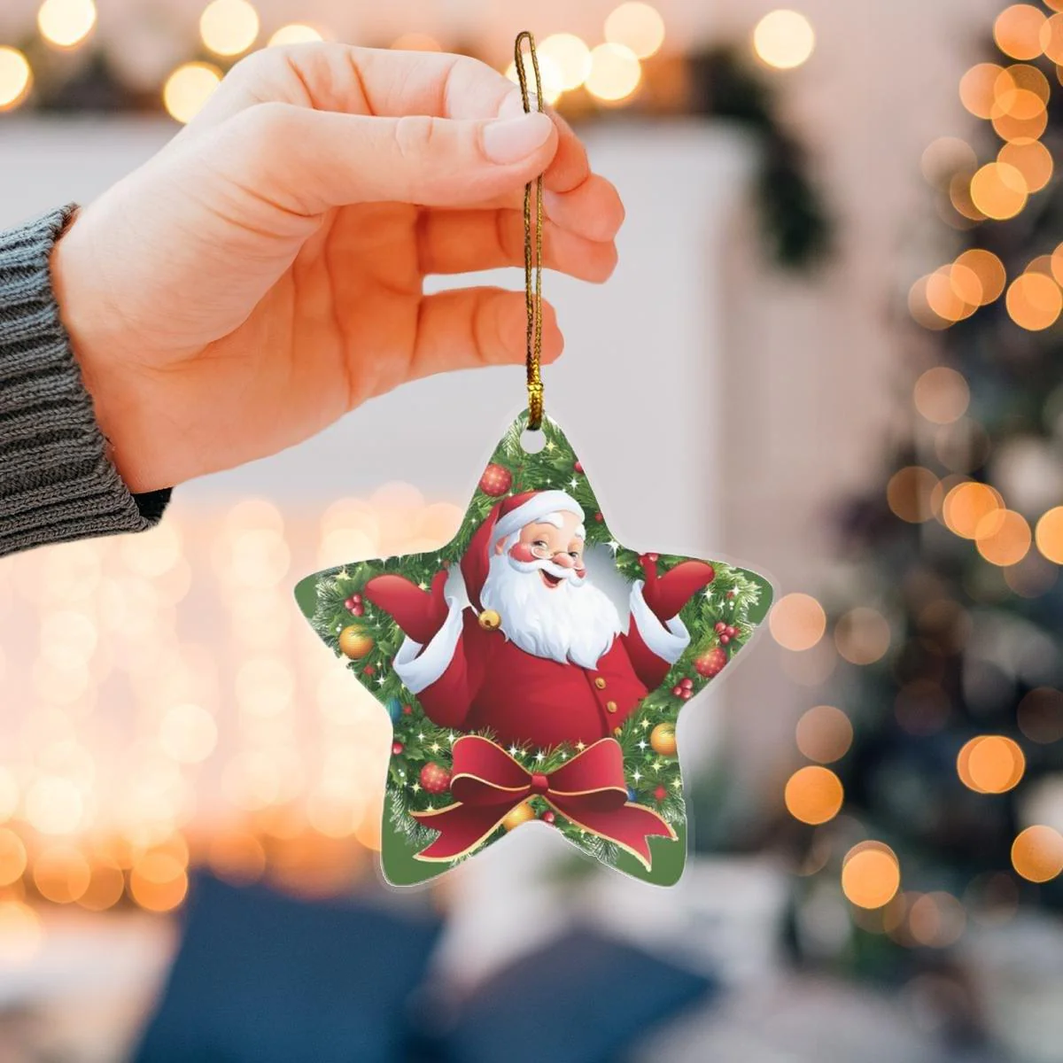 Santa Claus Star Mica Ornament