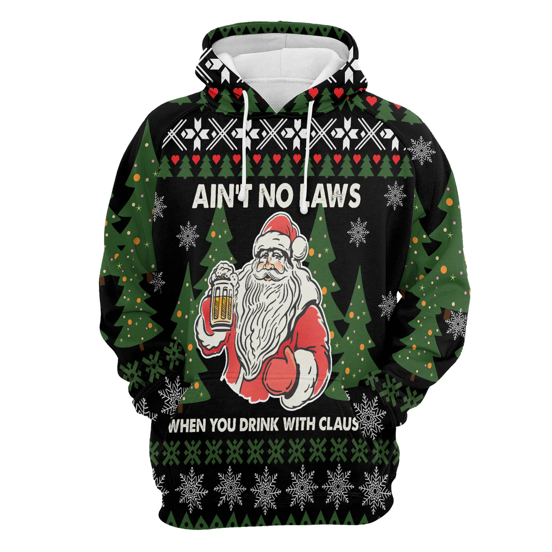 Santa Premium Christmas Hoodie, Ain‘t No Laws When You Drink With Claus Unisex Hoodie For Men & Women - Perfect Gift For Christmas, Beer Lover - Image 4