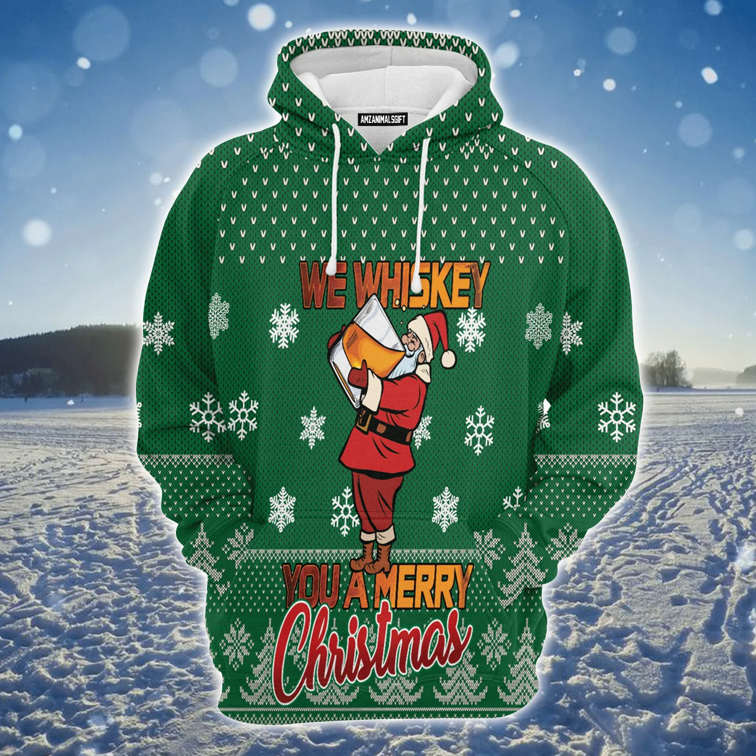 Sata & Whiskey Premium Christmas Hoodie, We Whiskey You A Merry Christmas Unisex Hoodie For Men & Women - Perfect Gift For Christmas, Whiskey Lover