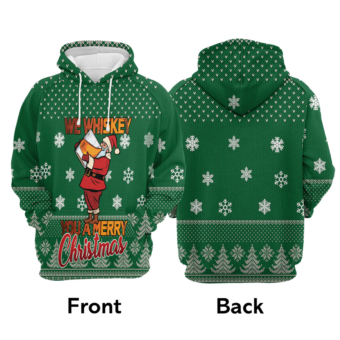 Sata & Whiskey Premium Christmas Hoodie, We Whiskey You A Merry Christmas Unisex Hoodie For Men & Women - Perfect Gift For Christmas, Whiskey Lover - Image 3