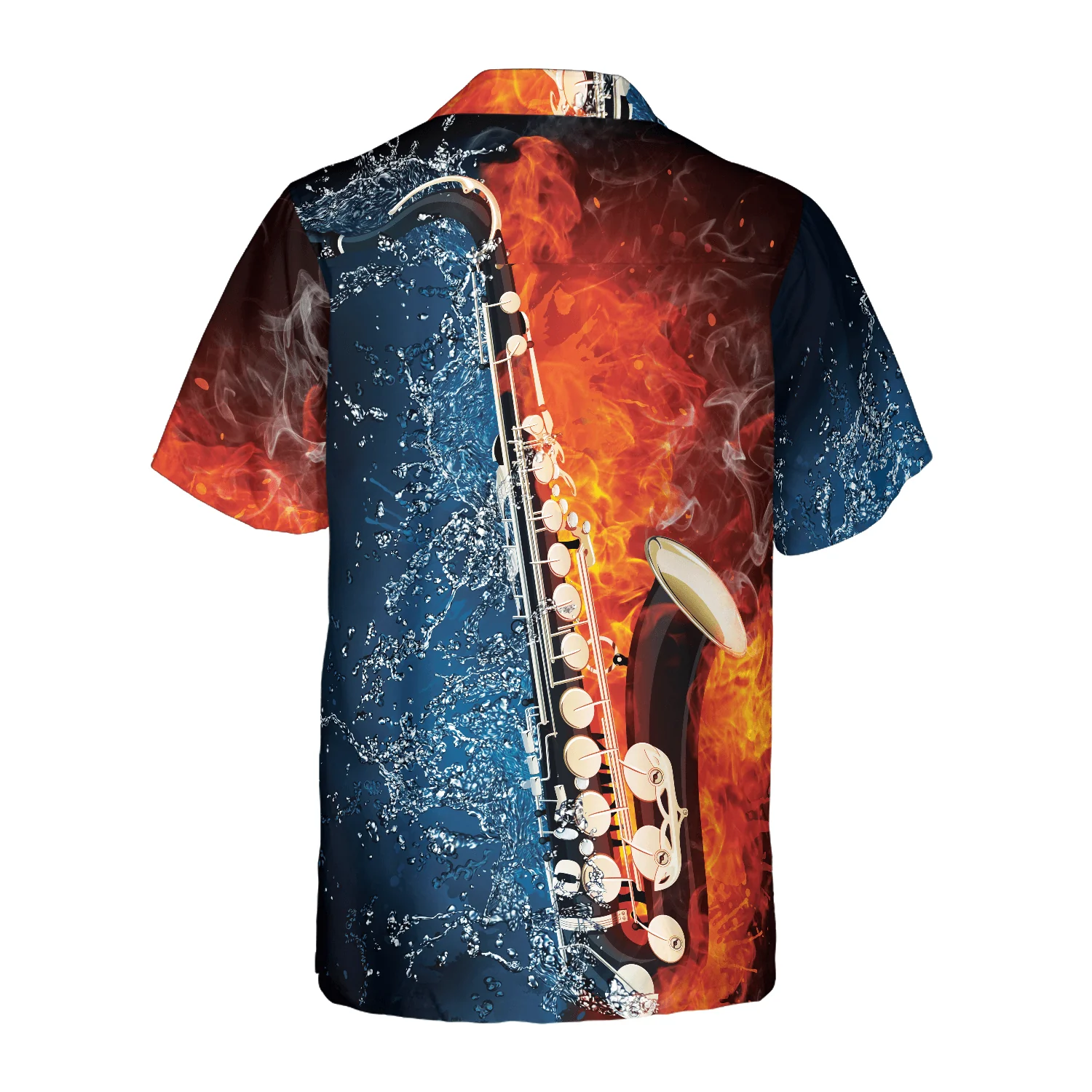 Saxophone Hawaiian Shirt, Saxophone With Water And Flame Hawaiian Shirt For Men Women, Gift For Friend, Family, Saxophone Music Lovers - Image 2