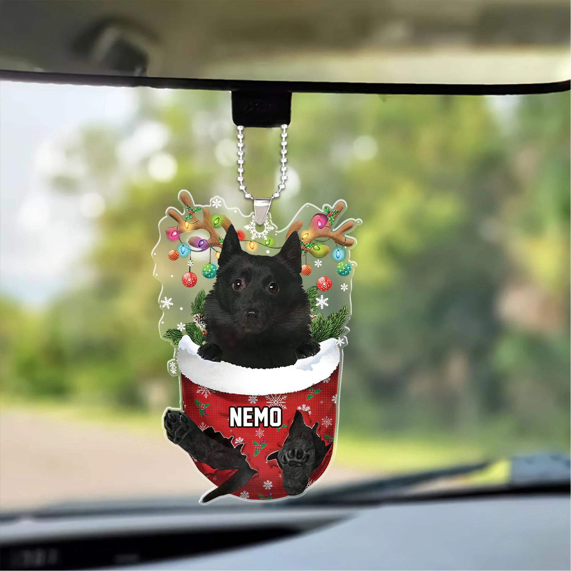 Schipperke In Snow Pocket Christmas Acrylic Ornament - Christmas Gift For Schipperke Lovers, Dog Lovers - Image 3