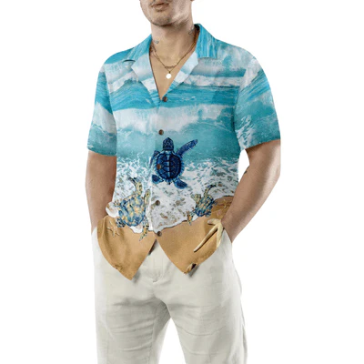 Sea Turtle Hawaiian Shirt, In A World Where You Can Be Anything Be Kind Aloha Shirt For Men - Perfect Gift For Turtle Lovers, Friend, Family - Image 4