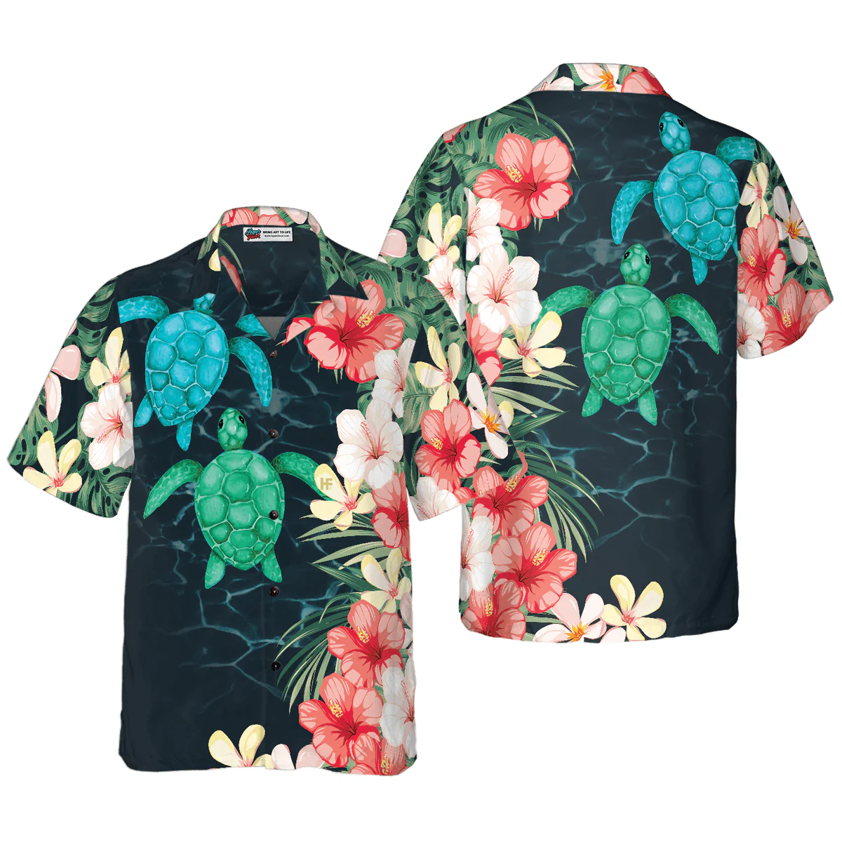 Sea Turtle Hawaiian Shirt, Tropical Flower, Tropical Sea Turtle Aloha Shirt For Men - Perfect Gift For Husband, Boyfriend, Friend, Family
