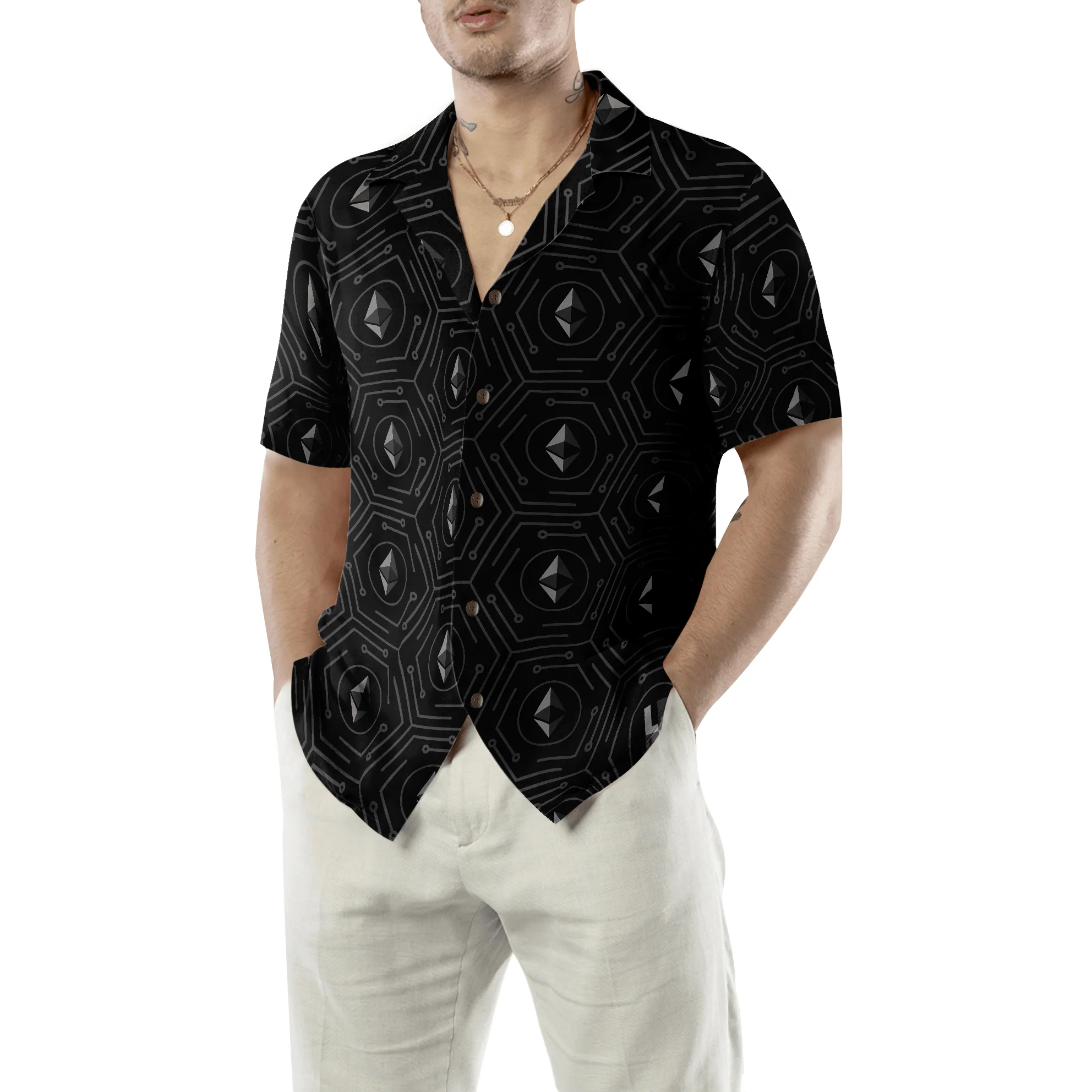 Seamless High Tech Ethereum Cryptocurrency Hawaiian Shirt, Colorful Summer Aloha Shirt For Men Women, Perfect Gift For Husband, Wife, Friend, Family - Image 6