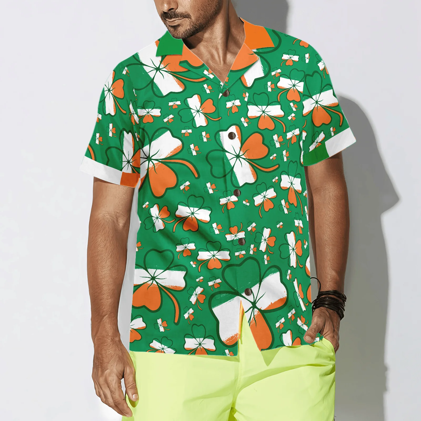 Seamless Ireland Styled Shamrock Saint Patrick's Day Irish Hawaiian Shirt, Colorful Summer Aloha Shirts For Men Women, Perfect Gift For Husband, Wife - Image 3
