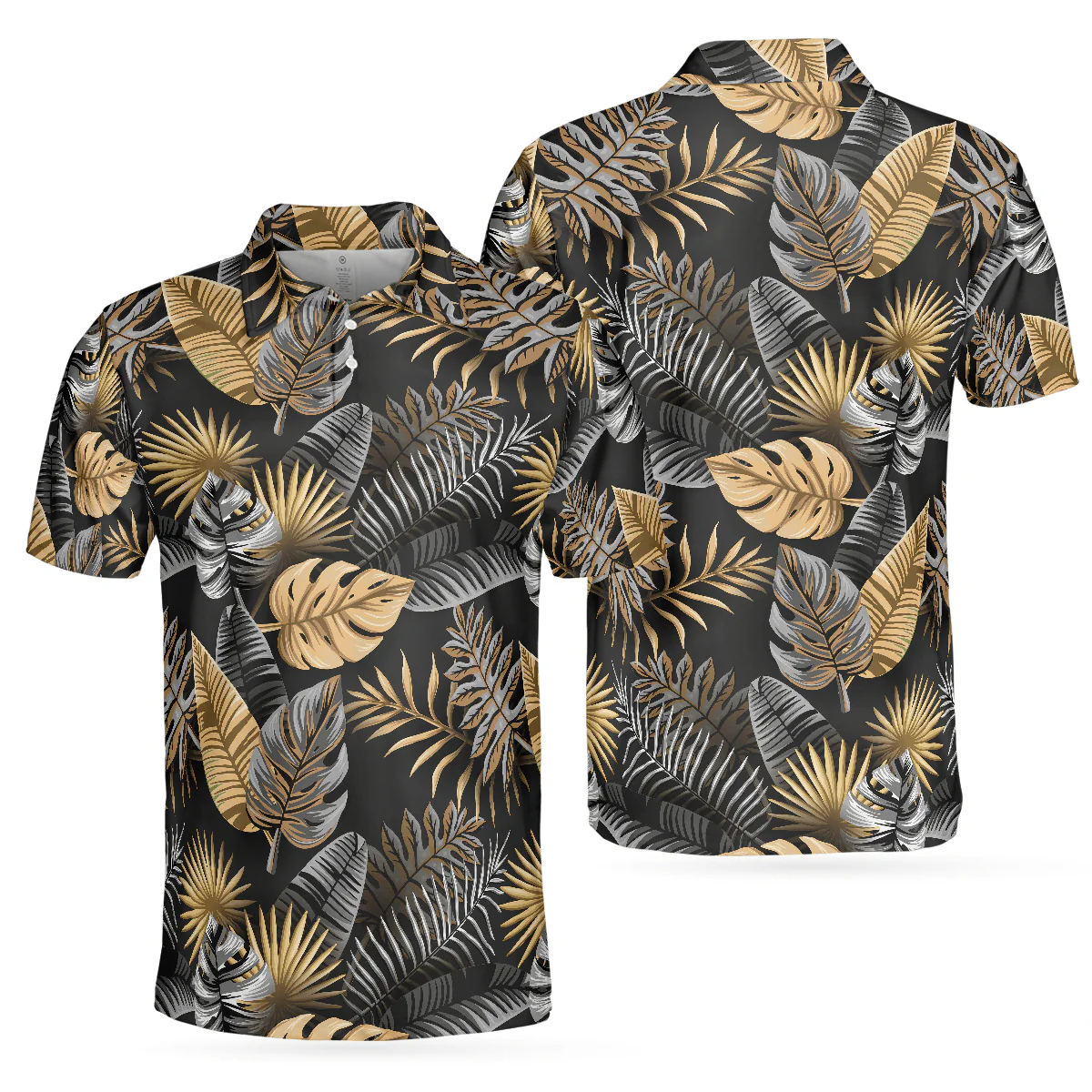 Men Golf Polo Shirt - Seamless Luxury Tropical Pattern Golf Polo Shirt, Black And Gold Best Floral Golf Shirt For Men - Perfect Gift For Men, Golfer