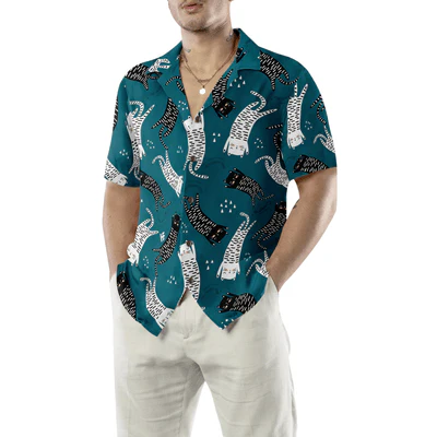 Seamless Pattern With Funny Cat Hawaiian Shirt, Cute Cat Aloha Shirt For Men - Perfect Gift For Cat Lovers, Husband, Boyfriend, Friend, Family - Image 4