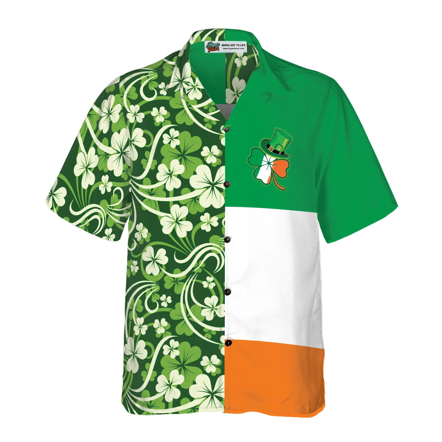 Shamrock With Flag Saint Patrick's Day Irish Ireland Hawaiian Shirt, Colorful Summer Aloha Shirts For Men Women, Perfect Gift For Husband, Wife - Image 4