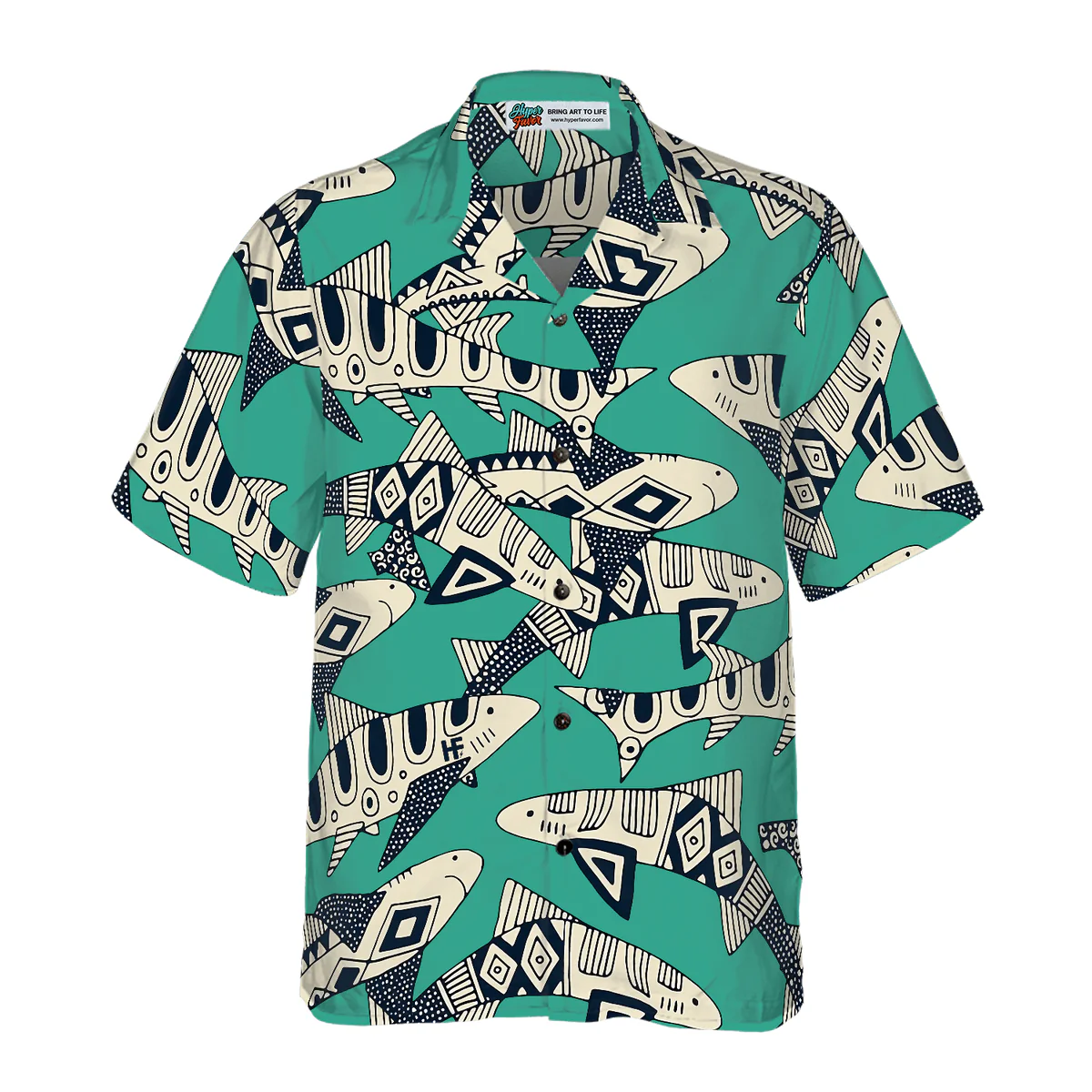 Shark Hawaiian Shirt, Blue Ocean, Sharks On Ocean Aloha Shirt For Men - Perfect Gift For Husband, Boyfriend, Friend, Family - Image 2
