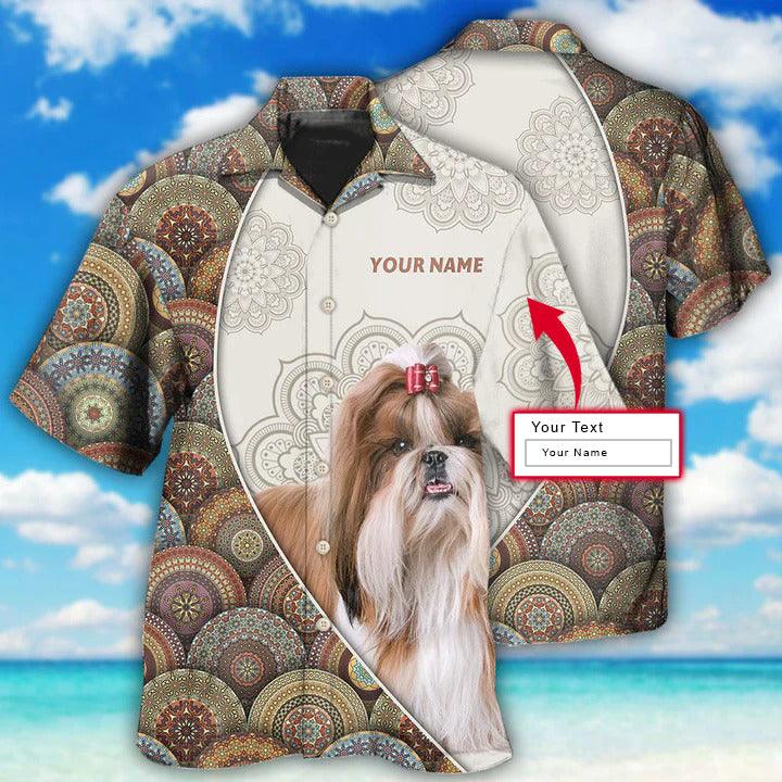 Shih Tzu Custom Aloha Hawaii Shirt - Custom Name Shih Tzu Mandala Art Pattern Personalized Hawaiian Shirt For Summer - Perfect Gift For Dog Lovers, Friend, Family - Image 2